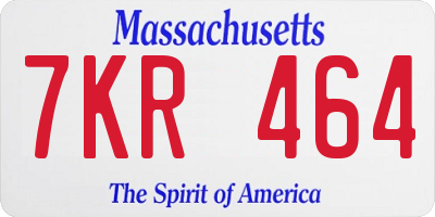 MA license plate 7KR464