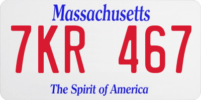 MA license plate 7KR467