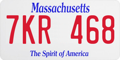 MA license plate 7KR468
