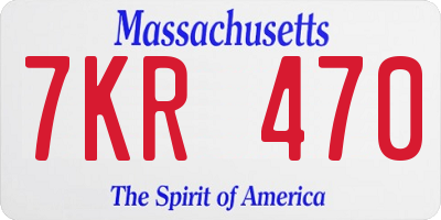 MA license plate 7KR470