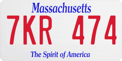 MA license plate 7KR474