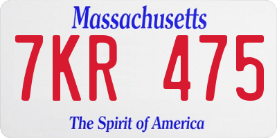 MA license plate 7KR475