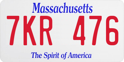 MA license plate 7KR476