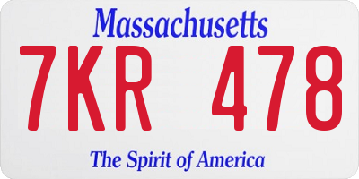 MA license plate 7KR478