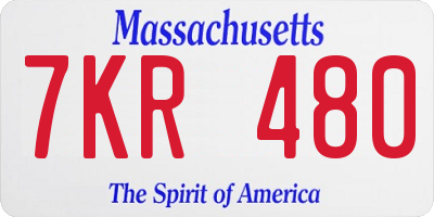 MA license plate 7KR480