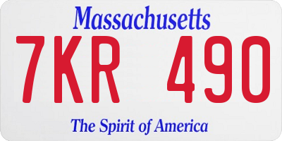 MA license plate 7KR490