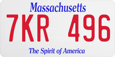 MA license plate 7KR496