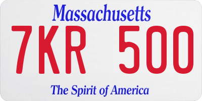 MA license plate 7KR500