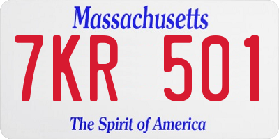 MA license plate 7KR501