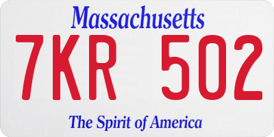 MA license plate 7KR502