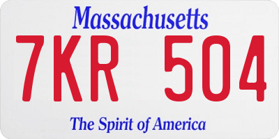 MA license plate 7KR504