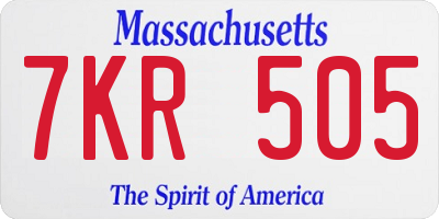 MA license plate 7KR505