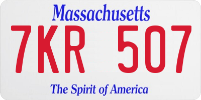MA license plate 7KR507