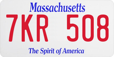 MA license plate 7KR508