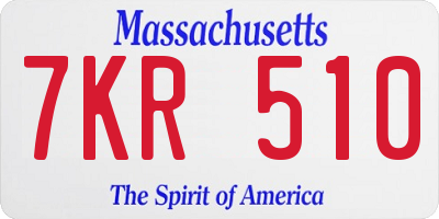 MA license plate 7KR510