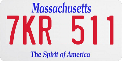MA license plate 7KR511