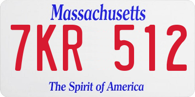 MA license plate 7KR512
