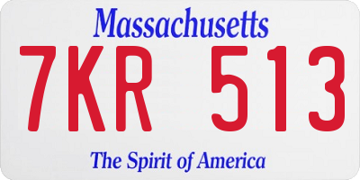 MA license plate 7KR513