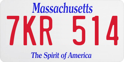 MA license plate 7KR514