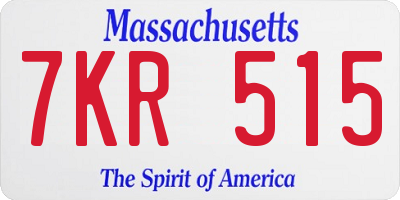 MA license plate 7KR515