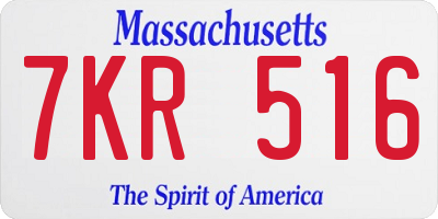 MA license plate 7KR516