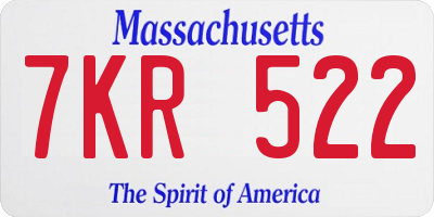 MA license plate 7KR522