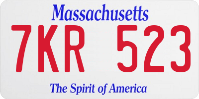 MA license plate 7KR523