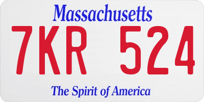 MA license plate 7KR524