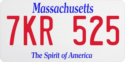 MA license plate 7KR525