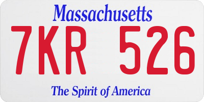 MA license plate 7KR526