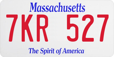MA license plate 7KR527