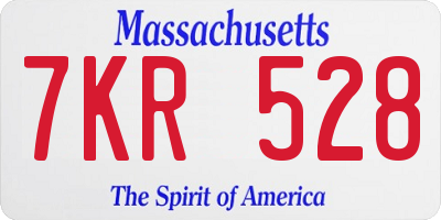 MA license plate 7KR528