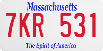 MA license plate 7KR531
