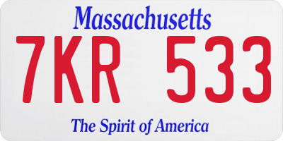 MA license plate 7KR533
