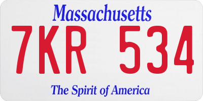 MA license plate 7KR534