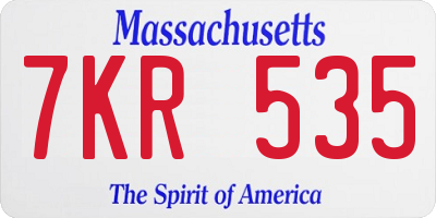 MA license plate 7KR535