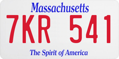 MA license plate 7KR541