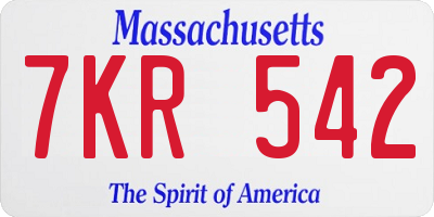 MA license plate 7KR542