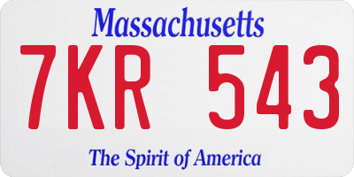 MA license plate 7KR543