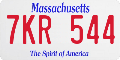 MA license plate 7KR544