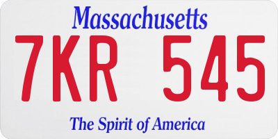 MA license plate 7KR545