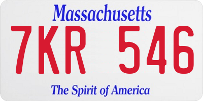 MA license plate 7KR546