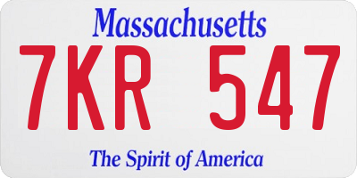 MA license plate 7KR547