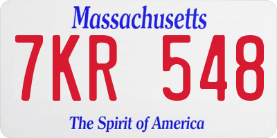 MA license plate 7KR548