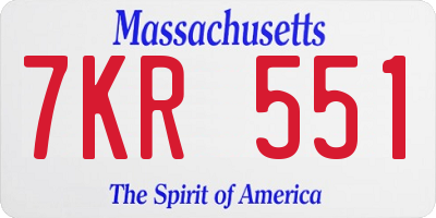 MA license plate 7KR551