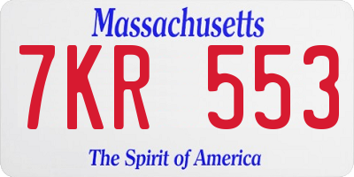 MA license plate 7KR553