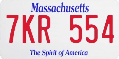 MA license plate 7KR554