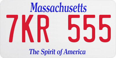 MA license plate 7KR555
