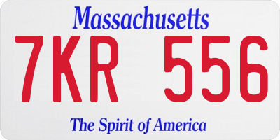 MA license plate 7KR556
