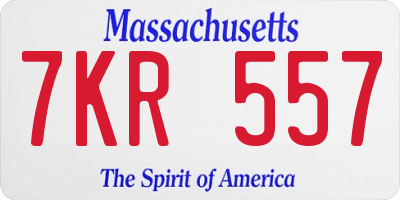 MA license plate 7KR557